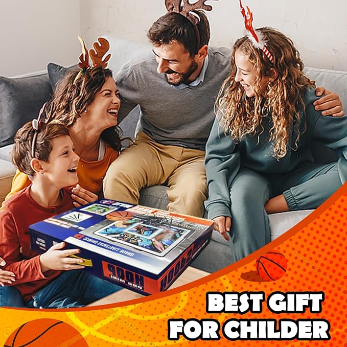 Over The Door Basketball Hoop, Basketballs Hoops Indoor for Kids with LED Cheering, Anti-Impact, 2 Game Mode& Mute Mode, Mini Hoops Door Slam Toy with 4 Ball for 5 6 7 8 9 10 11 12 Old Boys