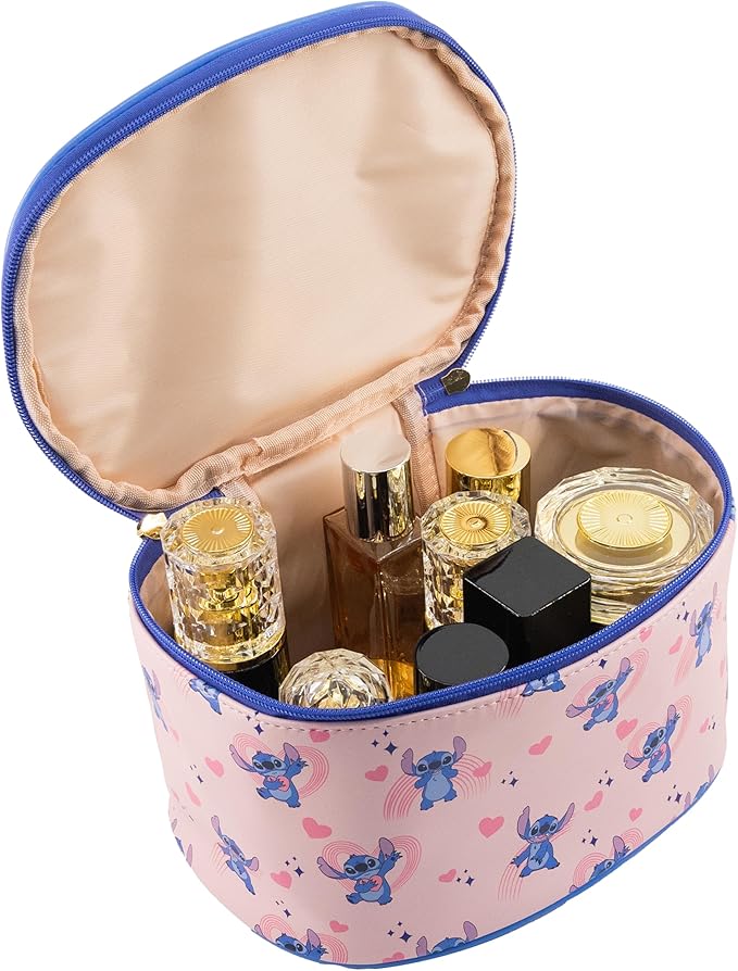 Disney Stitch Makeup Bag – Makeup Organizer, Travel Toiletry Bag for Women & Girls | Cute Cosmetic Bag, Train Case for Kids, Travel Bag, Toiletry Bag for Women, Make up Storage | Ages 3+