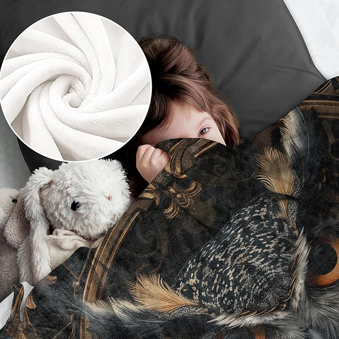 Owl Blanket for Women Kids Adults, Flannel Owl Blankets Gifts, Tarot Cards Owl Throw Blanket for Sofa Couch Bed Living Room Soft Warm Cozy Owl Decor 50" x 40"