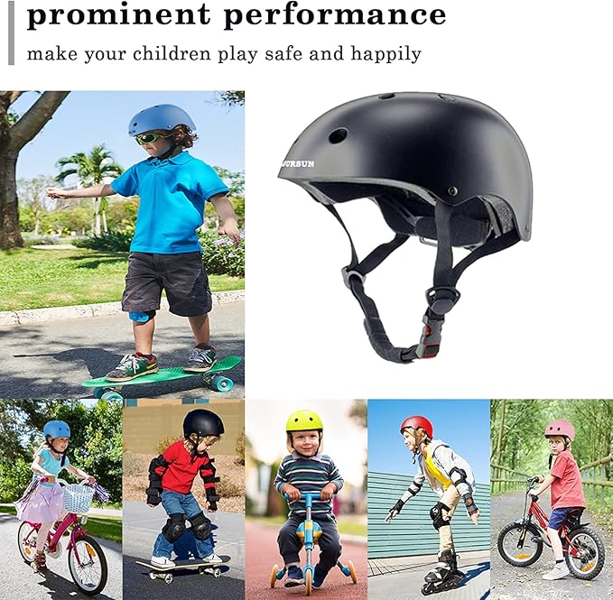 BURSUN Kids Bike Helmet Ventilation & Adjustable Toddler Helmet for Ages 2-14 Kids Boys Girls Multi-Sport Helmet for Skateboard Roller Skateing Bicycle Scooter blance Bike