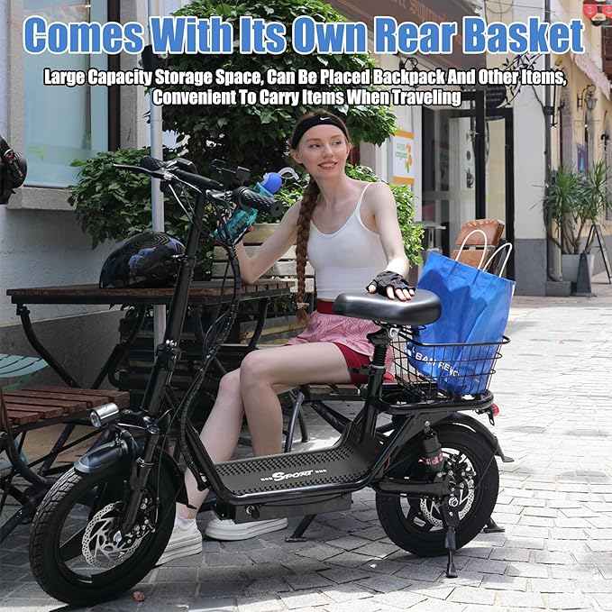 Electric Scooter Adults, 850W Peak Motor, 25 Miles Range, EScooter 25MPH Top Speed, 14" Foldable Electric Scooter with Seat and Basket for Cargo, Dual Suspension for Commuting