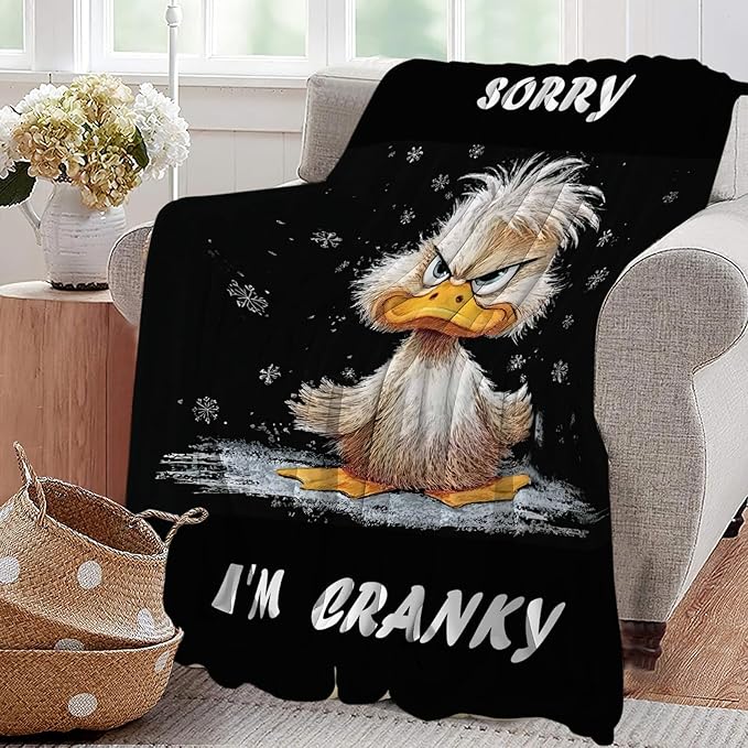 Funny Duck Blanket Cute Animal Throw Blankets Gifts for Girls Boys Kids Duck Lover Soft Cozy Fleece Plush for Couch Sofa Bed 50"x40"