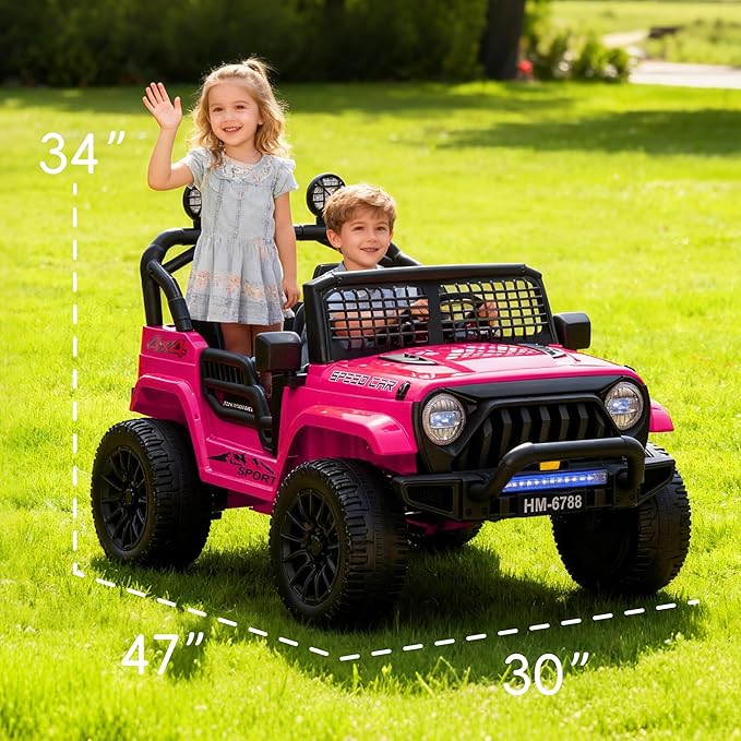 24V Ride On Car, Electric Car for Kids, Ride on Toys, Kids Cars with 3 Speeds Adjustable, Bluetooth, Parent Remote Control, Spring Suspension, AUX Port-Pink