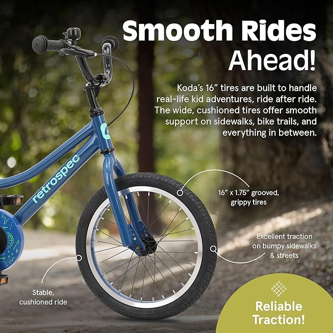 Retrospec Koda Plus Kids Bike for Boys & Girls Ages 4-6 Years - 16" Children's Bicycle, Adjustable Seat & Handlebars
