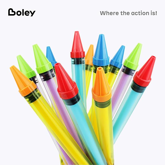 Boley Crayon Super Soaker - 12 Pk 17" Long Range Water Gun Pool Party Game Set - Big Water Guns for Kids & Adults - Ages 3 and Up!