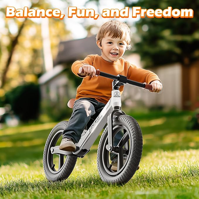 Ridego 14 Inch Balance Bike for Kids 3-6 Year Old,Lightweight Kids Bike with Adjustable Seat, Push Bicycle with Air Rubber Tires,Ride-on Toys Birthday Gift