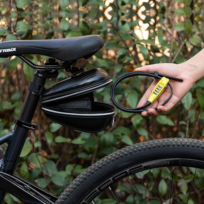 CXWXC Zip Tie Lock - 4-Digit Combo Cable Locks for Bike Motorcycle Helmet, Skateboard, Skis, Snowboard, Stroller & Cabinet - Ideal for Lightweight Security (Yellow, 70CM)