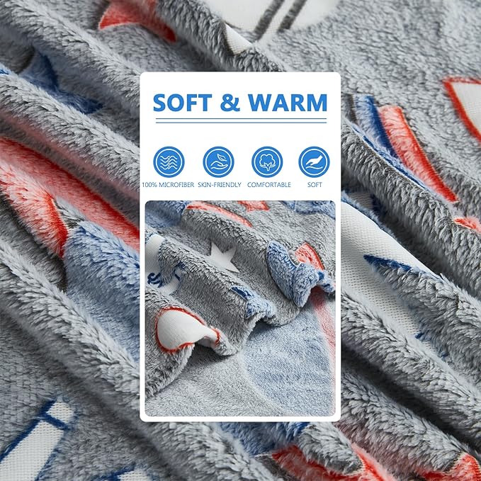 Glow in The Dark Blanket,Space Gifts Toys for Boys Girls, Astronaut Birthday Presents Decor for Kids Age 3-14 Year Old Son Teen Child Toddler Luminous Christmas Bedroom Throw Blanket 50"x60"