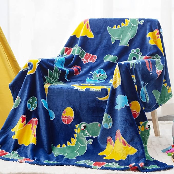 SALIMAH Glow in The Dark Blanket Dinosaur Gifts for Girls, Toys for Girls Boys Age 2 3 4 5 6 7 8 9 10 Year Old, Soft Kids Blankets Gifts for Grandkids Teens for Christmas Birthday, 50"x60"