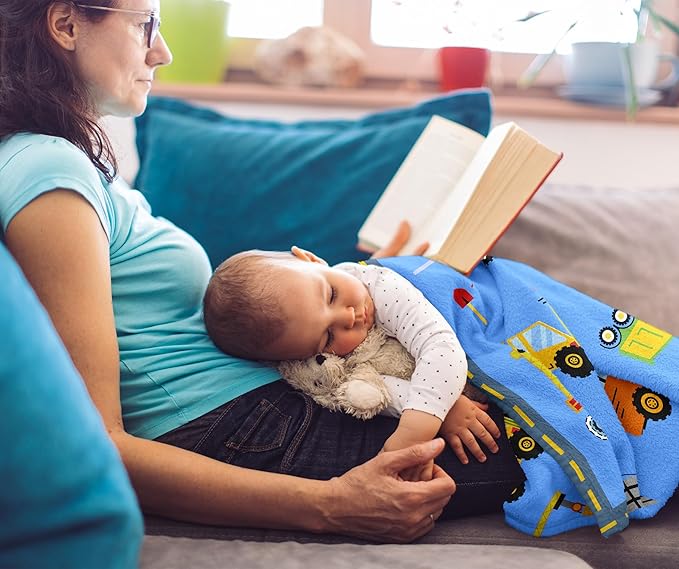 Construction Toddler Blanket 50"x40", Christmas Car Blanket for Kids, Toddler Birthday Gifts for Boys, Kids Birthday Gift, Truck Tractor Crane Excavator Forklift Gifts