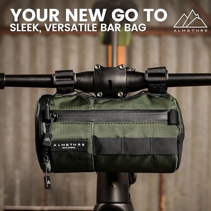 Signature Bar Bag – Hunter Green | Hard-Shell Bike Handlebar Bag with Waterproof Zippers & Adjustable Straps | Lightweight Bicycle Handlebar Bag, Compatible with Road, Gravel & MTB Bikes