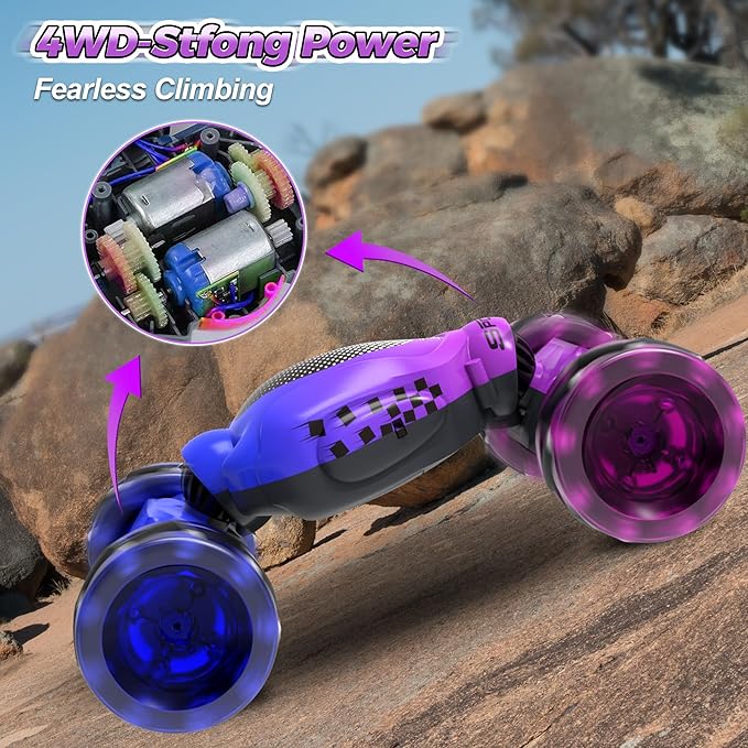 Remote Control Car for Girls 4-7, Toys for Ages 5-7, Gift for 4 5 6 7 8-13 Years Old, for Kids, Gesture Sensing RC Stunt Car with Lights, Birthday Gift