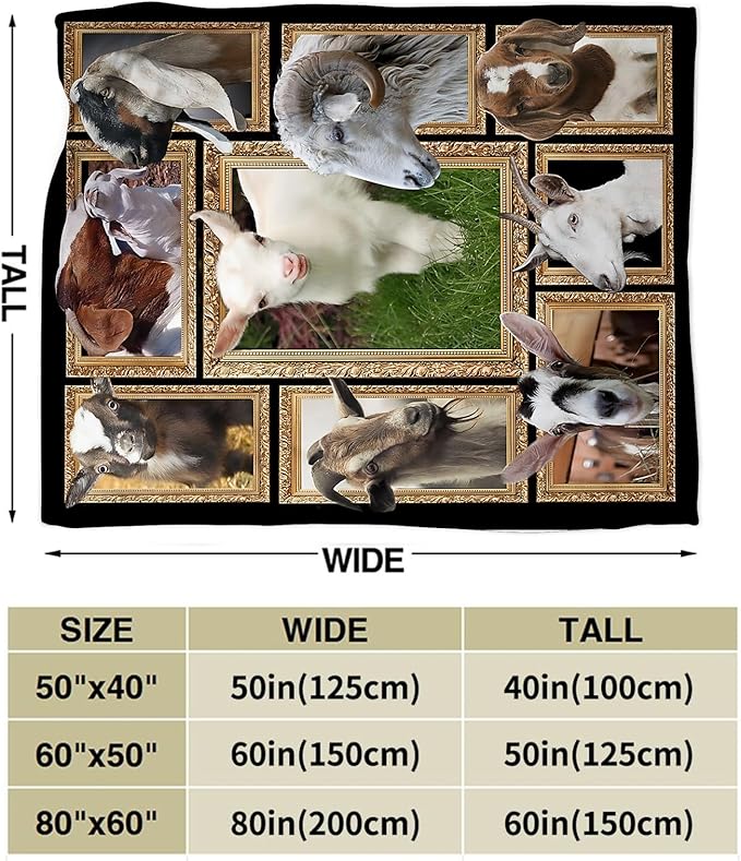 Goat Blanket Ultra Soft Cozy Sheep Throw Blanket Fleece Fuzzy Plush Bedding Goat Sheep Lovers Gifts for Women Girls Kids Adults 60"x50"