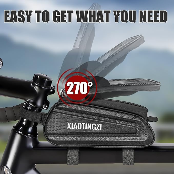 Bike and Bicycle Phone Front Frame Bag, Waterproof, Tube Bag, Cycling Pouch, Bike Accessories for Men Compatible Under 7 Inch and Below Phones