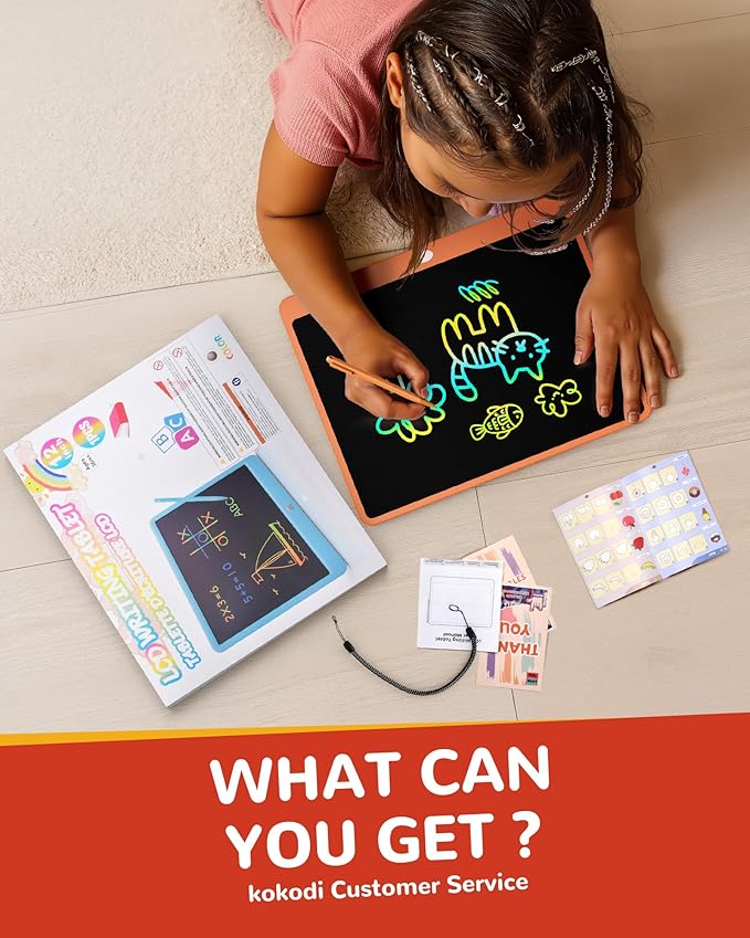 KOKODI LCD Writing Tablet, 16 Inch Colorful Toddler Doodle Board Drawing Tablet, Erasable Reusable Electronic Drawing Pads, Educational and Learning Toy for 3-6 Years Old Boy and Girls(Orange)