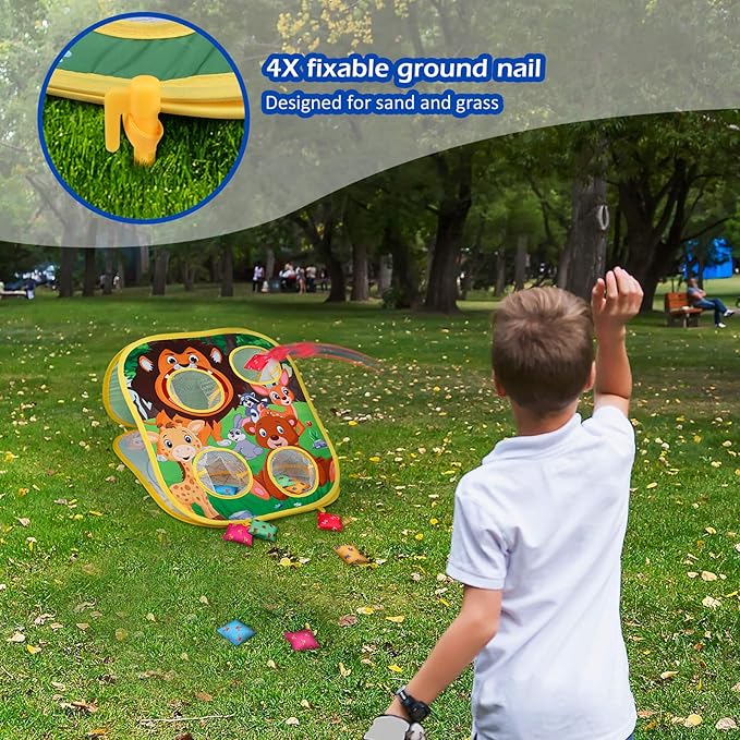 Animal Bean Bag Toss Game Toy Outdoor Toss Game, Family Party Party Supplies for Kids, Gift for Boys Birthday or Christmas for Toddlers Ages 3 4 5 6 Year Old