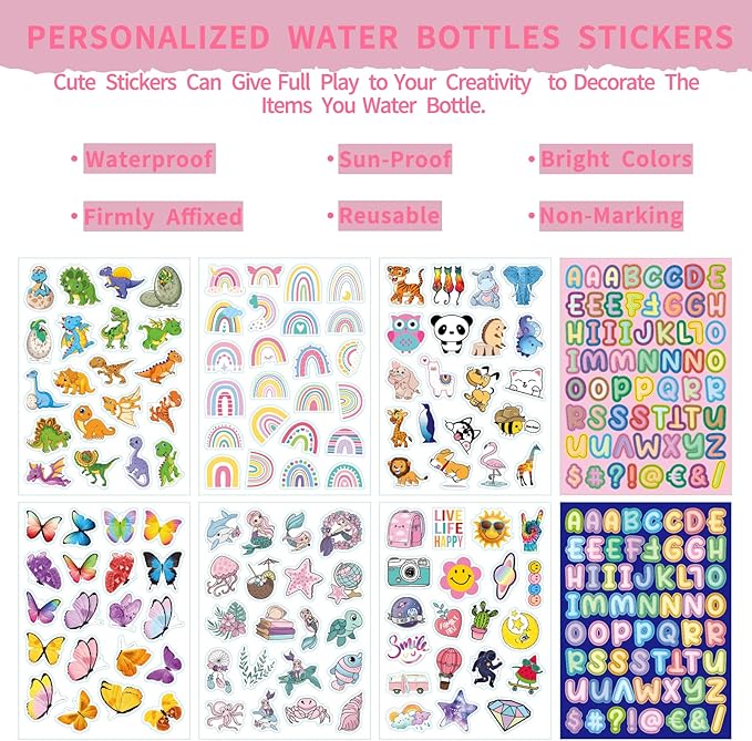 mininoo Kids Water Bottle for School, 16oz Stainless Steel Insulated Water Bottle Kids with Straw Lid for Girls, Boys (Sweat Peach)