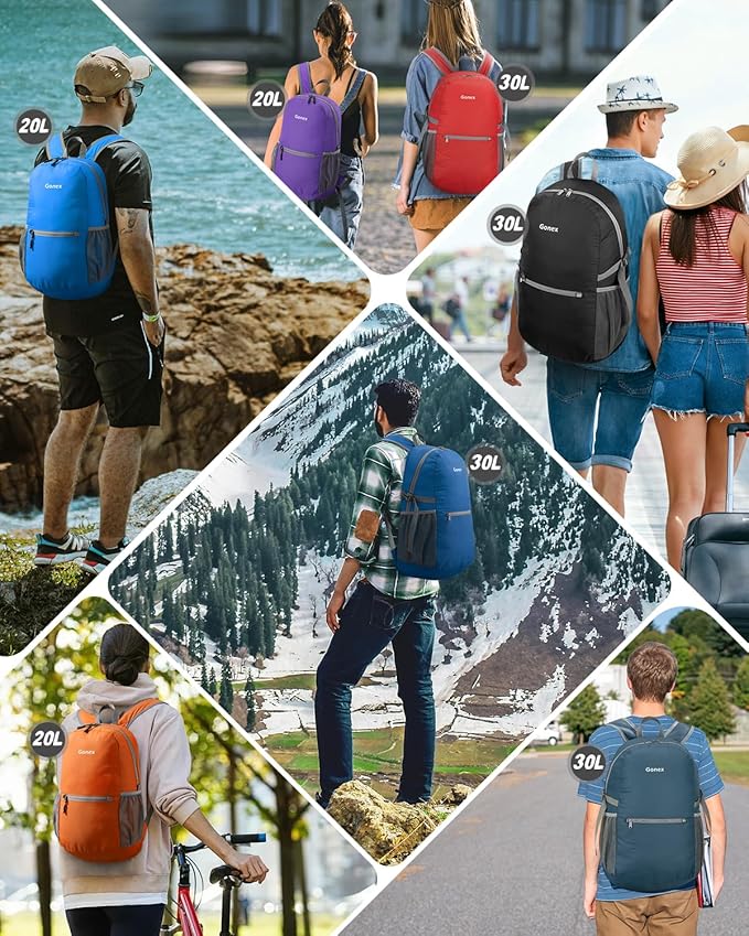 Gonex 30L Ultra Lightweight Packable Backpack, Handy Foldable Daypack for Camping Outdoor Travel Cycling Backpacking