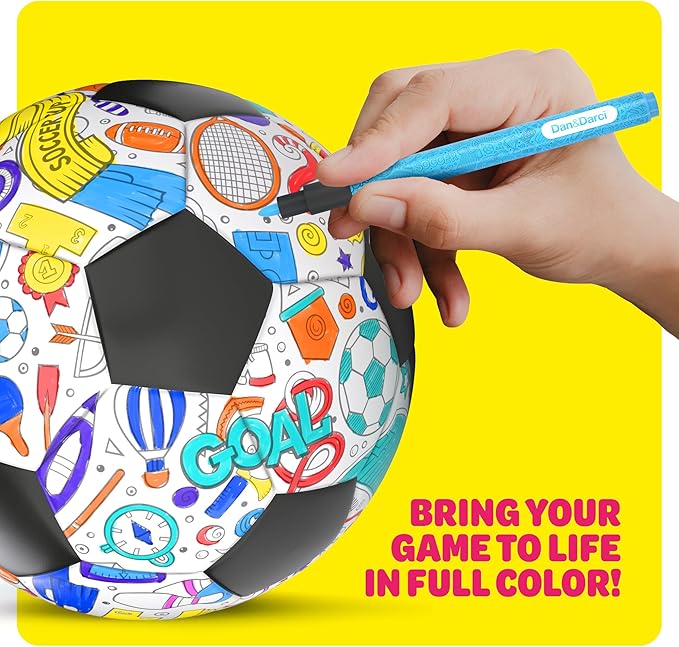 Soccer Ball Coloring Kit for Kids - Soccer Gifts for Girls & Boys - Sports Gifts - 3 4 5 6 7 8 Year Old Boy Birthday Gift - Craft Kits for Kids Ages 4-8 - Boy Toys for 4 Year Old - Games Accessories