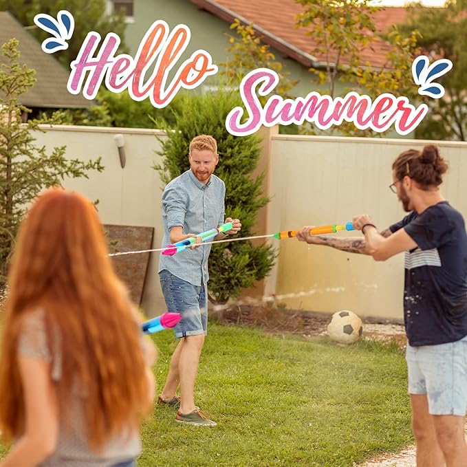 Wettarn 48 Pcs Crayon Water Guns Bulk 25" Long Range Water Tube Squirters Big Water Shooters Water Suction Gun Beach and Pool Toys for Summer Pool Party Water Game Boys Girls Adults