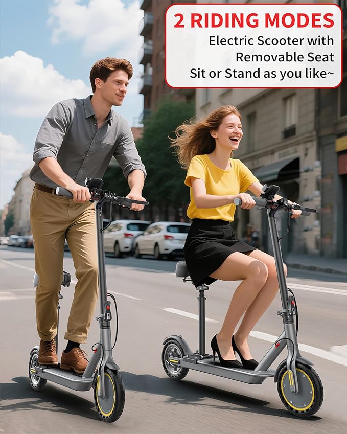 Electric Scooter Adults, Powerful 350W E-Scooter, Max 19 Mph & 15-19 Miles Range Scooters, Folding Scooters with 8.5" Solid Tires, Commuting Scooter Kick Scooter with APP Control (Seats Optional)