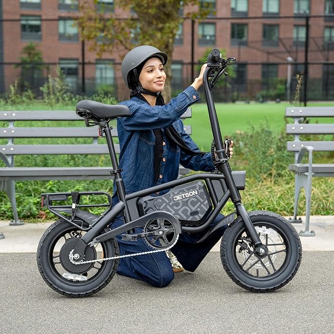 Jetson Bolt Folding Electric Ride-On Bike, Easy-Folding, Built-in Carrying Handle, Twist Throttle, Up to 15.5 MPH, Ages 13+