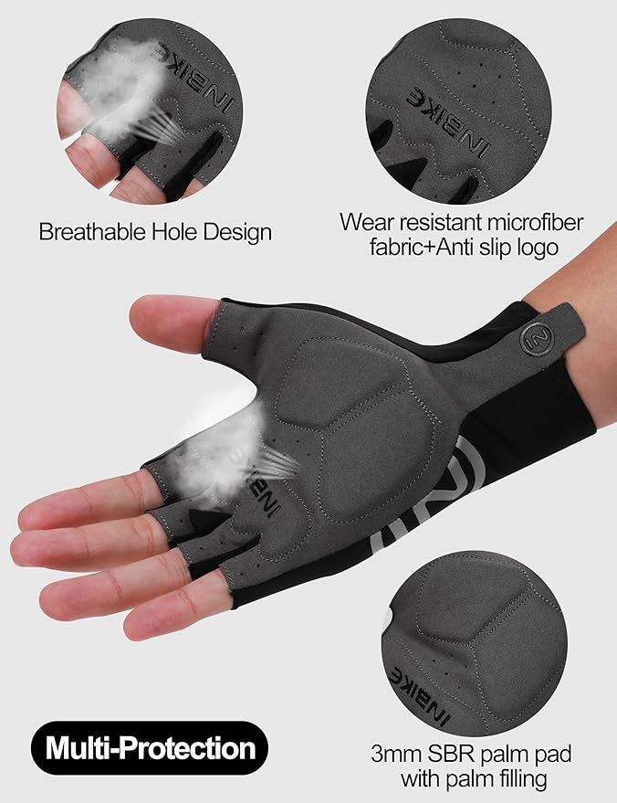 INBIKE Cycling Gloves for Men Women, Breathable Bike Gloves Lightweight Half Finger Biking Glove Mountain Road Bicycle