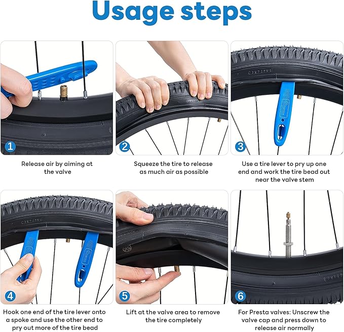 YunSCM 2-Pcs Ultra Strong Plastic Steel Bike Tire Levers, Thickened and Widened Bicycle Tire Levers,Bike tire Replacement Tool,(Blue) Tire Removal Tool for Road Mountain Bike Tires(G231)