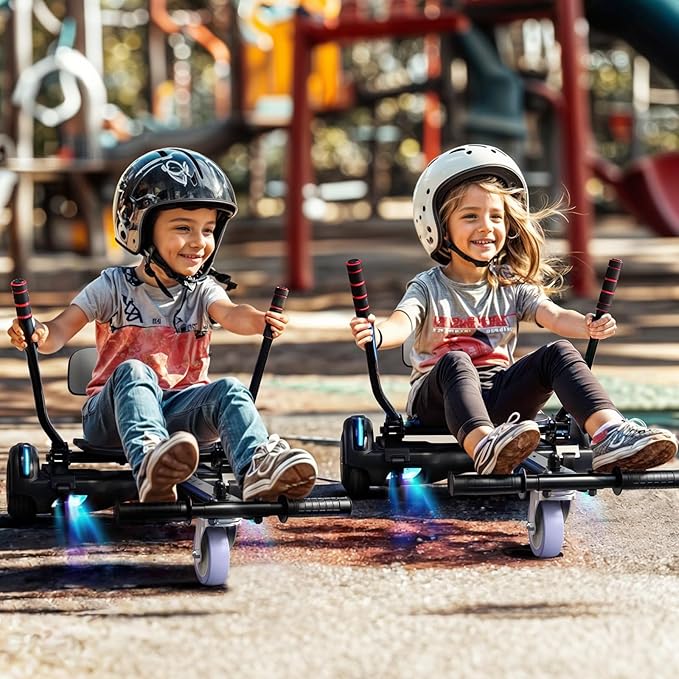 Scooter with Seat Attachment for Kids Adults, 6.5'' 8.5''Balancing Scooter with Bluetooth Speakers & Colorful LED Light with Kart