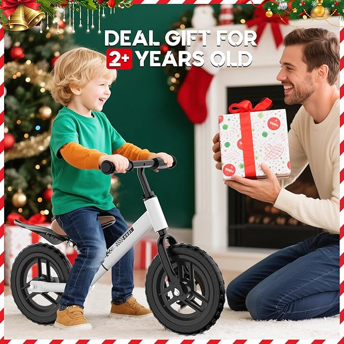 Toddler Balance Bike for 2-5 Year Old,Kids Balance Bike with Fender,Kids Bicycle for 2 3 4 5 Years Old Boy Girl Birthday Christmas Toy Gift,Adjustable Seat/Handlebar,Flat-Free LED Tires,10Min Assembly