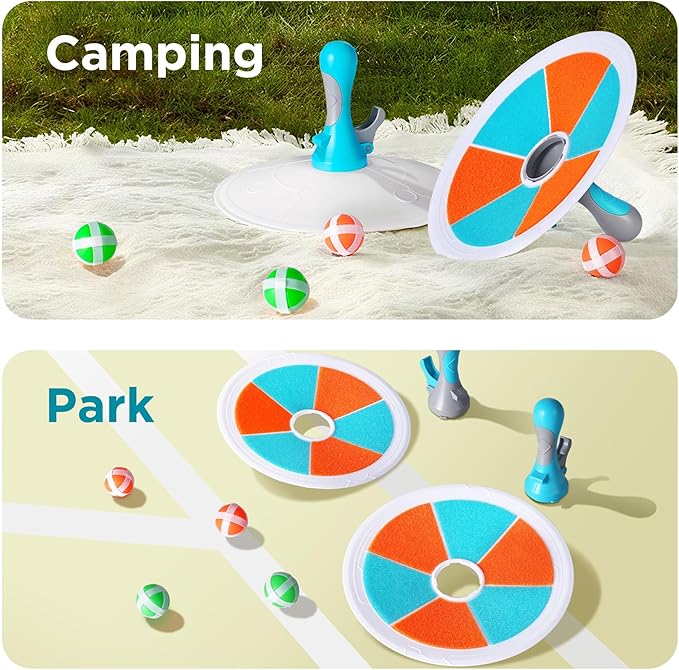 iPlay, iLearn Pop Stick Ball Game Outdoor Toys for Kids, Toss Chase Launching Ball Sports Game for Child Boys, Outside Yard Fun Family Activity, Cool Brithday Gifts for 3 4 5 6 7 8-12 Year Old Girls