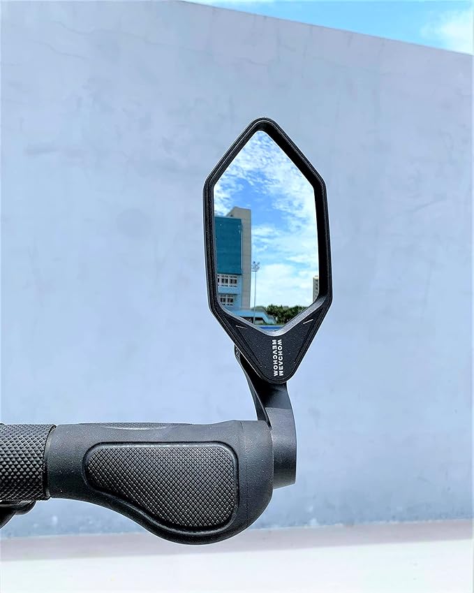 MEACHOW New Bar End Bike Mirror, Crystal UHD Automotive Grade Glass Lens E-Bike Mirrors, Scratch Resistant, Safe Rearview Mirrors, (Blue Right Side) ME-022RB