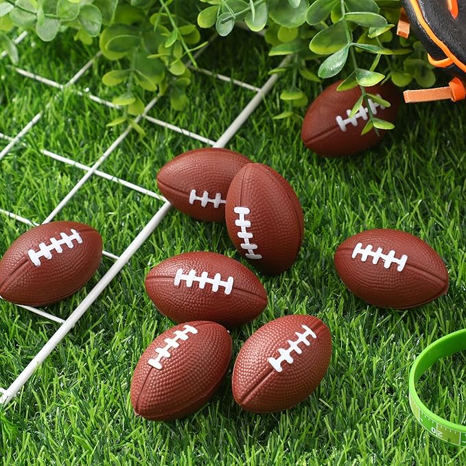 Blulu 50 Pack Mini Football Bulk 2.17" Foam Football Party Favor Sports Stress Ball Small Foam Ball for Back to School Homecoming Game Team Birthday Party Bag Gift Filler