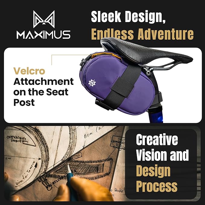 Lumiere & Co. Bike Seat Bag, Bike Saddle Bag, Saddle Bag Bicycle, Bicycle Saddle Bag, Bike Bag Under Seat, Saddle Bag, Bike Saddle Bags, Small Bike Bag - Maximus