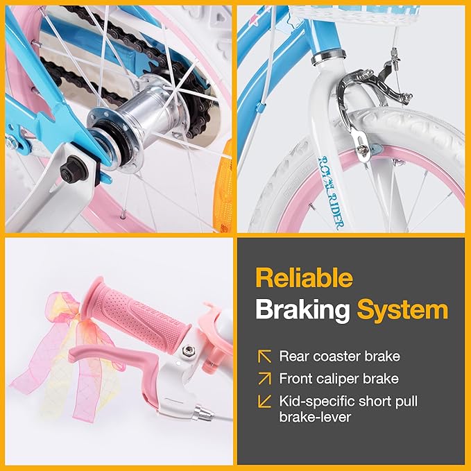 RoyalBaby Girls Bike Classic & EZ Kids Bike, Balance and Pedal Bicycle, 12 14 16 18 20 Inch Toddlers to Big Kids 3-10 Years