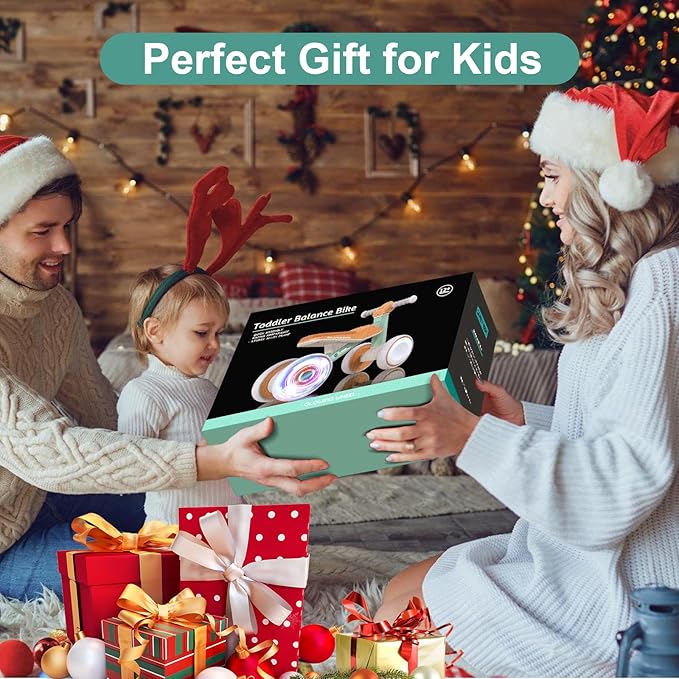 Baby Balance Bike for 1 Year Old Boys and Girls – Toddler First Bike with Colorful Lighting, 4 Wheels Safe Indoor Ride On Toy for 12-24 Months, First Birthday Gift