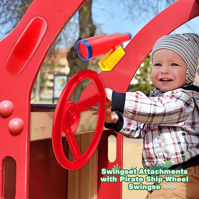 Playground Accessories Swingset Steering Wheel Plastic Telescope Telephone Swingset Phone Toy for Kids Outdoor Playground Backyard Treehouse