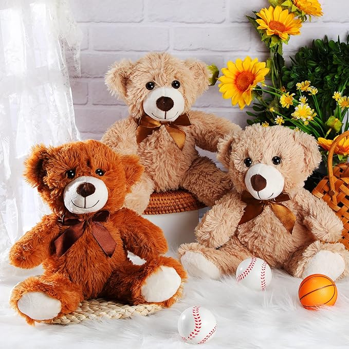 HyDren 9 Pcs 14 Inch Stuffed Animals Bears Bulk Soft Animal Plush Toys Bears Cute Dolls Gift for Valentine Wedding Mom Christmas Baby Shower Birthday Gift Home Decor(Dark Brown, Light Brown)