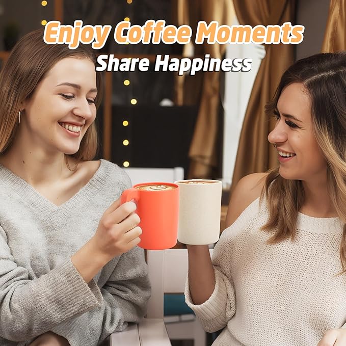 Wheat Straw Coffee Mugs Set of 6, Plastic Coffee Cups 16 OZ, Microwave and Dishwahser Safe Plastic Mugs with Handles, Unbreakable Camping coffee Mugs for Tea, Kitchen, RV - Multicolor