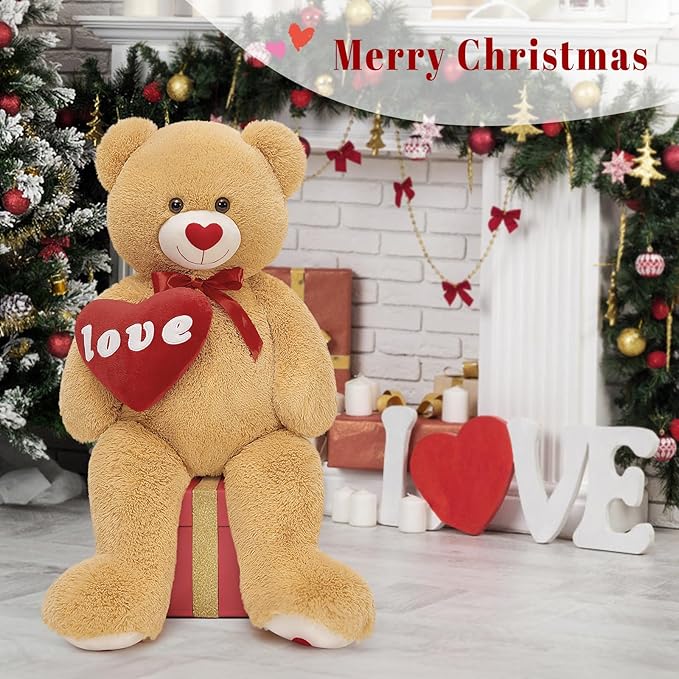 MorisMos 33inch Love Heart Red Giant Teddy Bear, I Love You Stuffed Animal Soft Large Bear Plush Gift Girlfriend Boyfriend