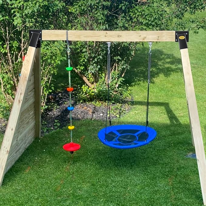 BETOOL Swing Set Brackets - 2pcs A Frame Swing Bracket Hardware with All Mounting Accessories (Black)