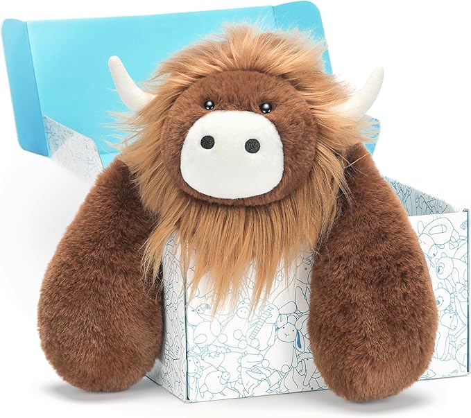 IKASA Highland Cow Stuffed Animals Plush Toys,12.5 inches Cute Cuddly Plushie Soft Small Plushy Fluffy Toy, Gifts for Family Kids Girls Boys Children