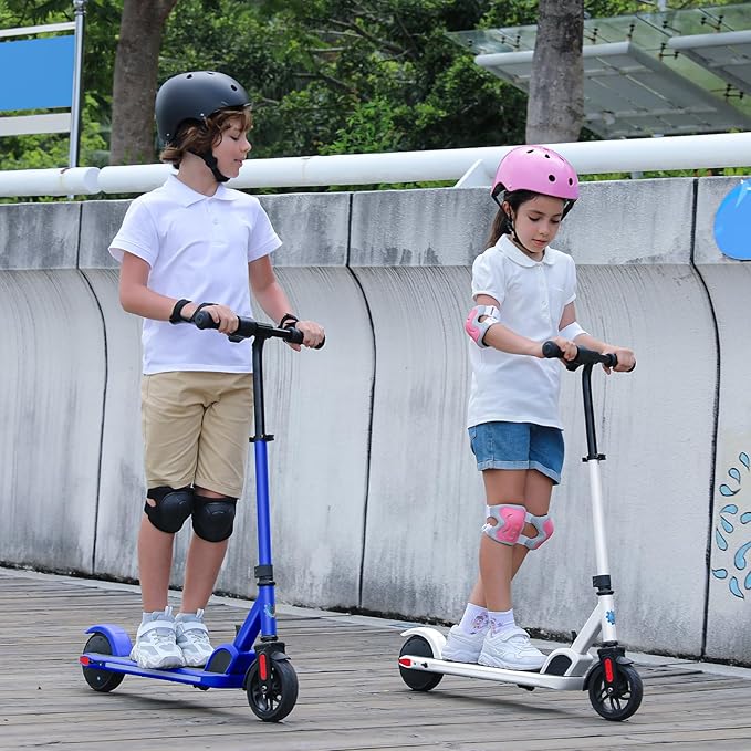 Caroma Electric Scooter for Kids Ages 6-14, 180W/150W Motor & 10 Mph, 85 Mins Ride Time, Adjustable Height & Speed, LED Display & Colorful Lights, Kids Electric Scooter, Best Gifts for Girls and Boy