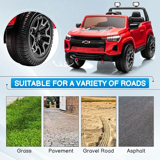 Winado 24V Licensed Colorado Electric Car for Kids, Ride on Toys for Toddlers with Remote Control, 2 Seater Electric Car Ride On Vehicle w/Bluetooth, Soft Start, LED Lights - Red