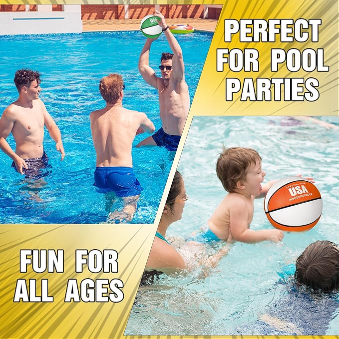 Jenaai 6 Pack Mini Basketballs with Pump for Kids 7 Inch Size 3 Rubber Arcade Basketball Color Small Toy Indoor Outdoor Pool Arcade Games Colorful Basketball for Kids Toddlers(Bright)