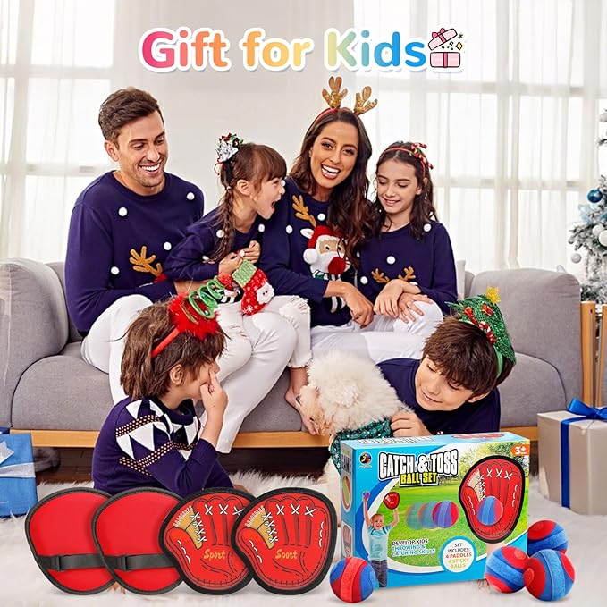 Toss and Catch Ball Game Outdoor, Kids Outdoor Games Yard Games Beach Toys Pool Toys for Family, Toddler Baseball Glove & Catch Ball Toys Birthday Gift for Ages 3 4 5 6 7 8-12 Year Old Boys Girls