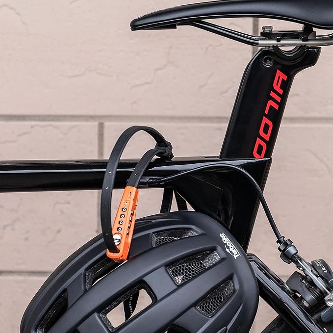 CXWXC Zip Tie Lock - 4-Digit Combo Cable Locks for Bike Motorcycle Helmet, Skateboard, Skis, Snowboard, Stroller & Cabinet - Ideal for Lightweight Security (Orange, 70CM)