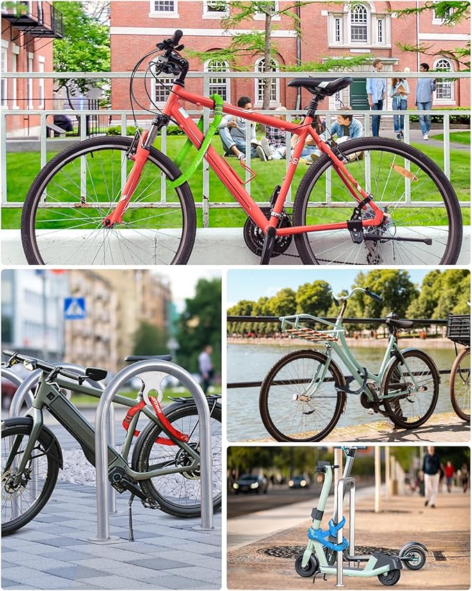 Sportneer Bike Lock: 5 Digit Combination High Security Anti Theft Bike Chain Lock - 3.2/3.6/4ft Heavy Duty Keyless Bicycle Lock for Bike, Motorcycle, Scooter, Door & Gate - 4/6mm Thick, Easy to Use