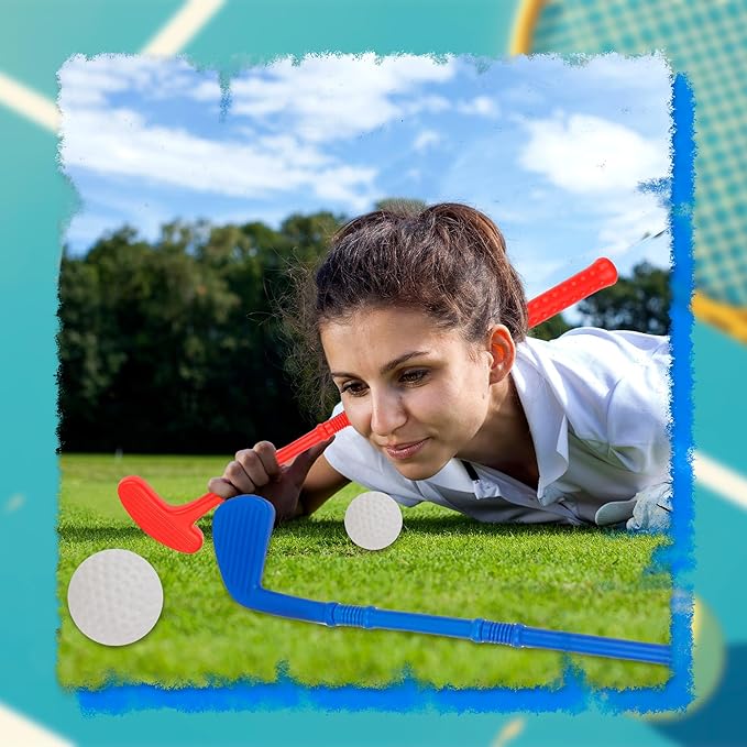 Toddlers Golf Set Kids Plastic Mini Golf Clubs Include 6 Golf Clubs and 12 Balls for Outdoor Indoor Birthday Christmas Party Gifts, 3 Colors