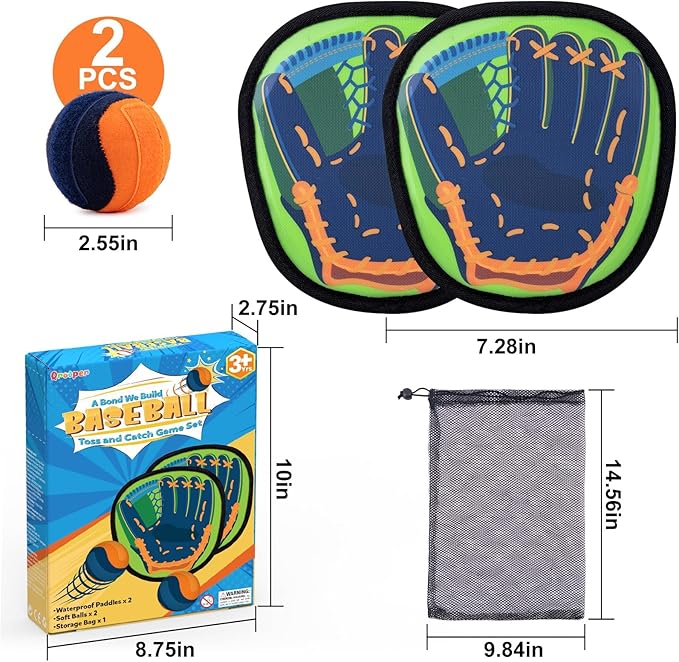 Toss and Catch Ball Game Set Birthday Gifts for 3 4 5 6 7 8 Years Old Boys Girls, Yard Camping Outdoor Games for Adults and Family, Paddle Ball Baseball Pool Beach Toys for Kids Ages 4-8 8-12